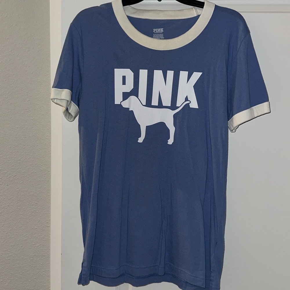 Victoria’s Secret pink campus short sleeve tee blue dawn sans logo size XS - Picture 4 of 6